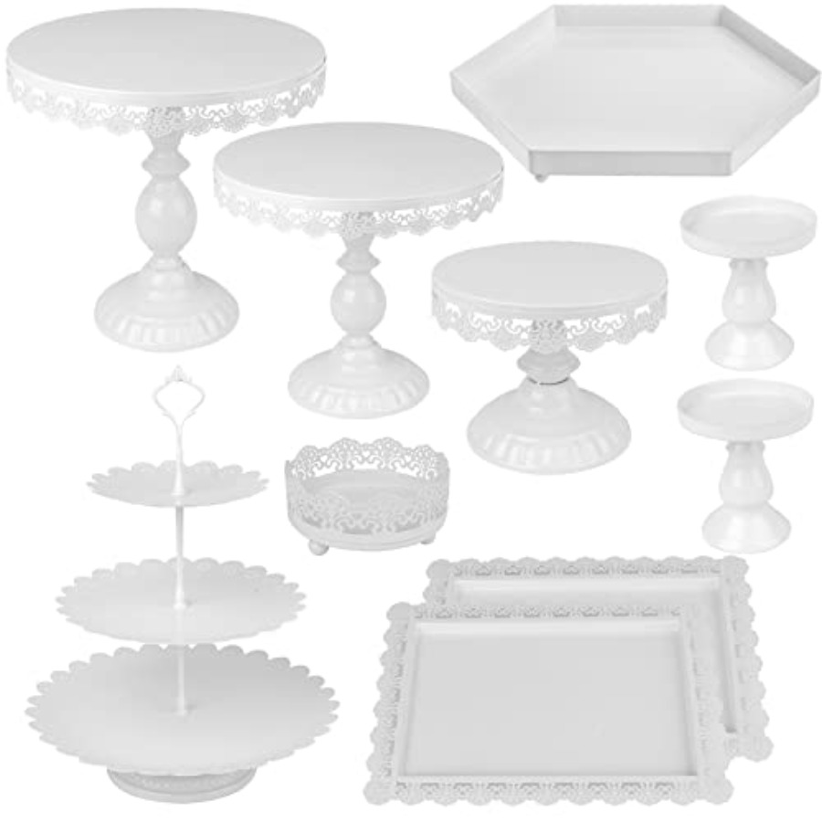 Food Snacks For Baby Shower - Set of 10 Metal Cake Stands,