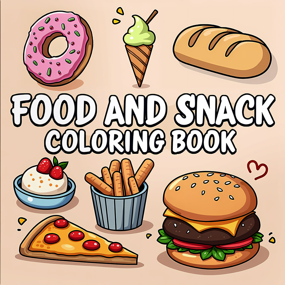 Food Snacks Coloring Book - FOOD AND SNACK Coloring Book For