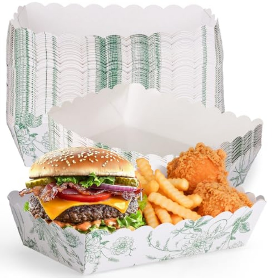Food Snacks For Baby Shower - 60 Pcs Paper Food Trays, Disposable