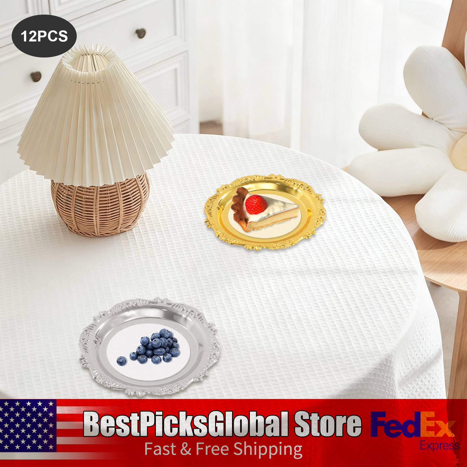 6 PCS Metal Snack Plates Gold/ - Food Snacks Options recensie en prijs