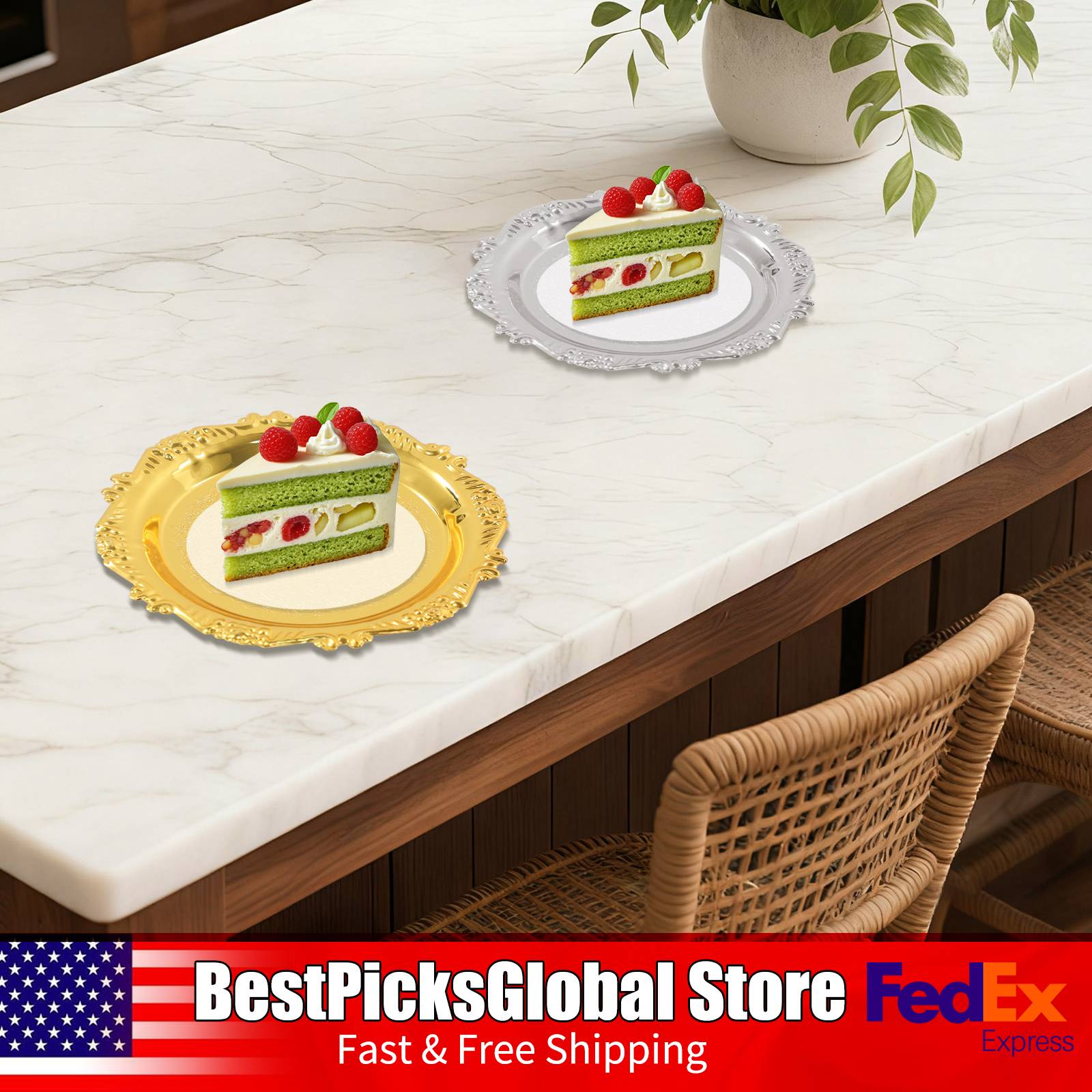6 PCS Metal Snack Plates Gold/ - Food Snacks Options recensie en prijs