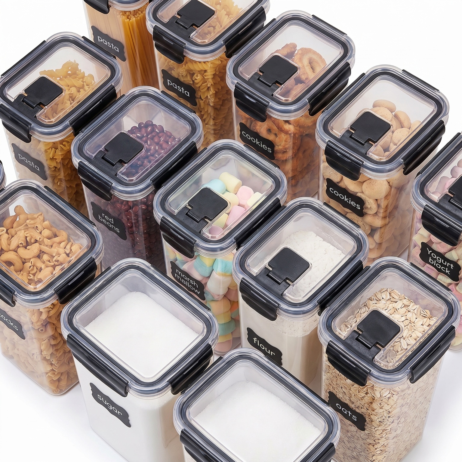 24 Pack Airtight Cereal Storag - Food Snacks Label recensie en prijs