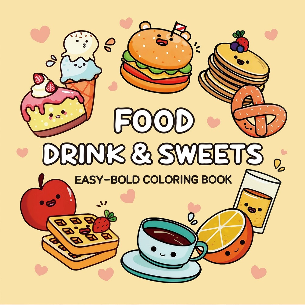 Food Drink & Sweets Easy-bold  - Food Snacks Coloring Book recensie en prijs