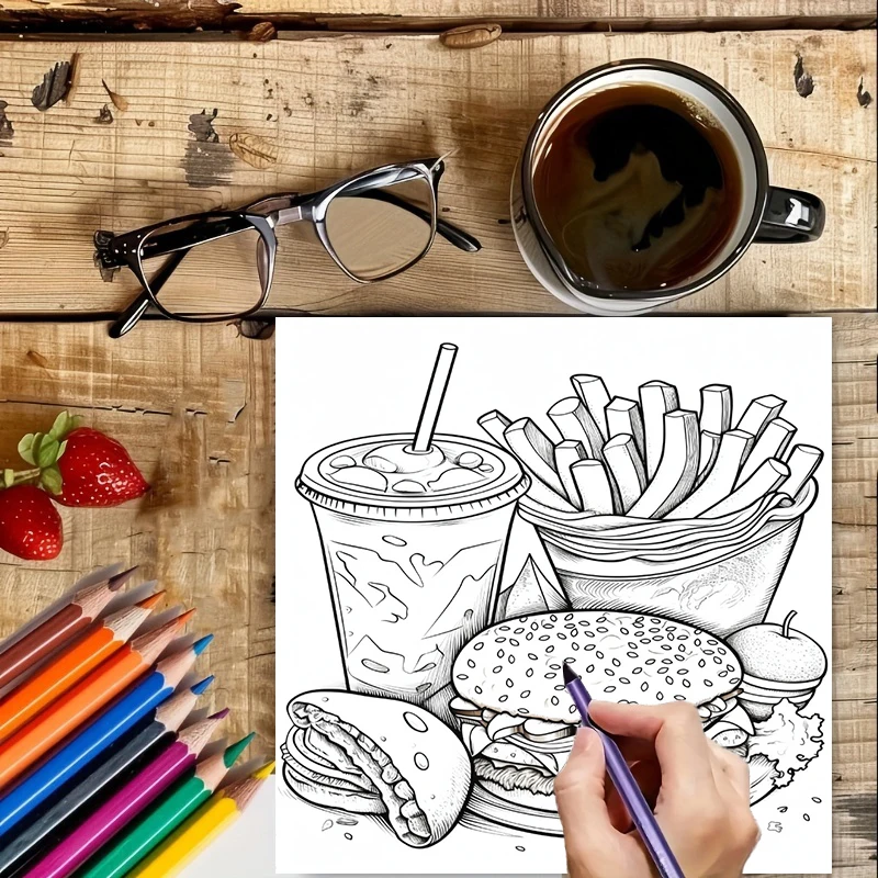 Fast Food Coloring Book for Ad - Food Snacks Coloring Book recensie en prijs